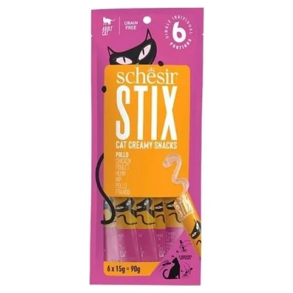 Schesir Stix Tavuklu 6x15 gr Krema Kedi Ödül Maması - Görsel 3