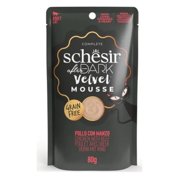 Schesir After Dark Velvet Mousse Tavuklu ve Sığır Etli 80 gr Yetişkin Kedi Yaş Maması - Görsel 5