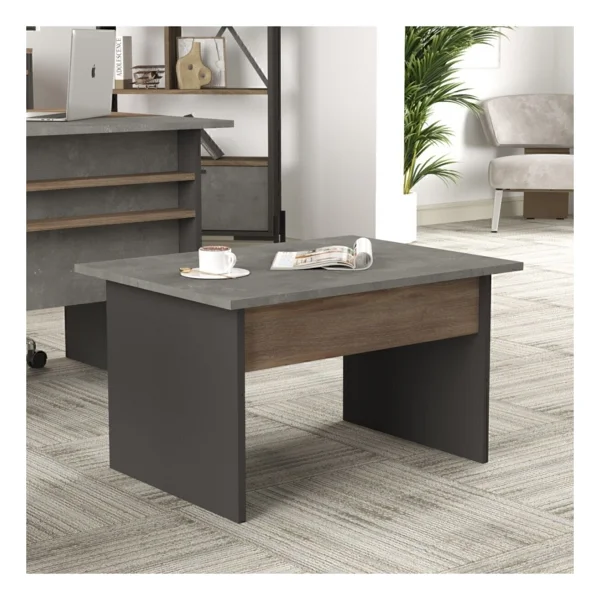 Navaris B Ofis Sehpası 80CMx60CM Kahve-Beton-Antrasit Nav2-Cga - Görsel 2