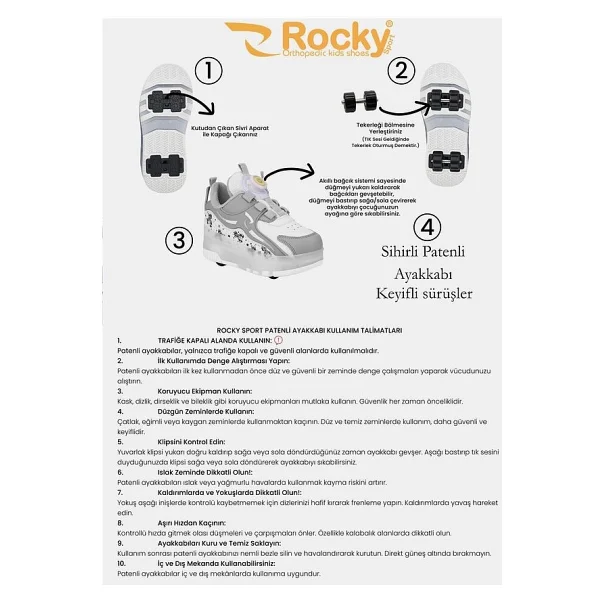 Kaykaylı Çocuk Işıklı Ayakkabı - Işıklı Patenli Kaykay Ayakkabı - Kaykay Ayakkabı - Pembe - 33 - Görsel 6
