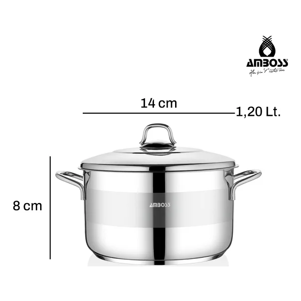 Amboss Saphire 14 cm Derin Çelik Tencere - Görsel 7