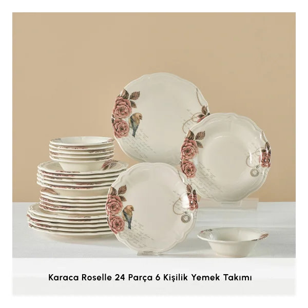 Karaca Roselle 24 Parça 6 Kişilik Yemek Takımı - Görsel 3