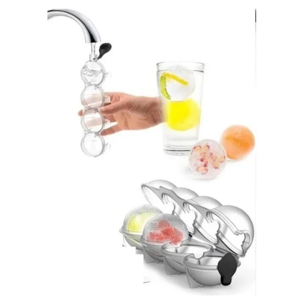4 Bölmeli Küre Buz Topu Kalıbı - Yuvarlak Buz Topu - Görsel 7