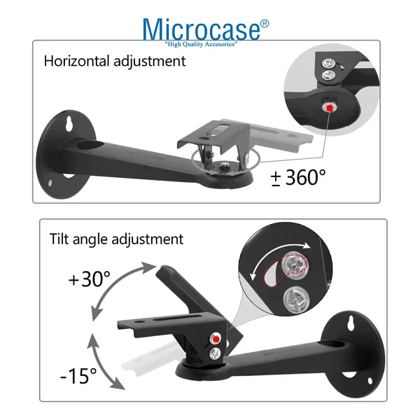 Microcase Metal Döner Başlıklı Cctv Kamera Projeksiyon Duvara Monte Askı Aparatı - BEYAZ AL5283 - Görsel 4