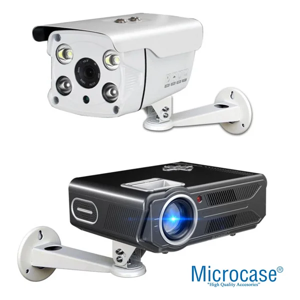 Microcase Metal Döner Başlıklı Cctv Kamera Projeksiyon Duvara Monte Askı Aparatı - BEYAZ AL5283 - Görsel 5