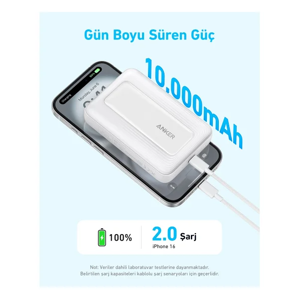 Anker Zolo A1684 Siyah 10000 mAh Hızlı Şarj MagSafe Powerbank - Görsel 4