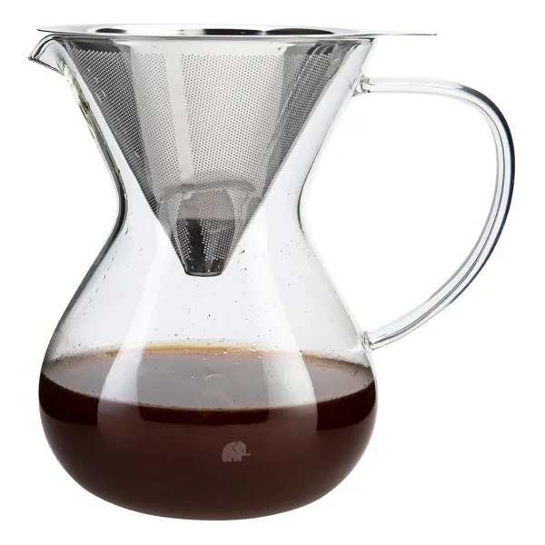 Jumbo Glory 850 ml Cam Çelik Süzgeçli Kahve Demleme Ekipmanı - Görsel 2