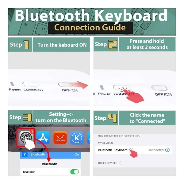 M.TK Moveteck Üniversal Tablet Telefon iPad Tüm Cihazlara Uyumlu Kablosuz Taşınabilir Renkli Bluetooth Klavye ve Mause Seti - Gri - Görsel 2