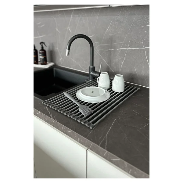 Primanova Paslanmaz Çelik Isıya Alüminyum Katlanabilir Lavabo Üstü Çok Amaçlı Bulaşıklık 33x52 cm - Görsel 6