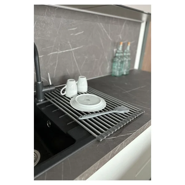 Primanova Paslanmaz Çelik Isıya Alüminyum Katlanabilir Lavabo Üstü Çok Amaçlı Bulaşıklık 33x52 cm - Görsel 7