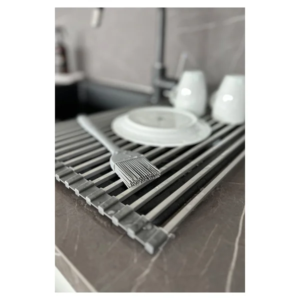 Primanova Paslanmaz Çelik Isıya Alüminyum Katlanabilir Lavabo Üstü Çok Amaçlı Bulaşıklık 33x52 cm - Görsel 8