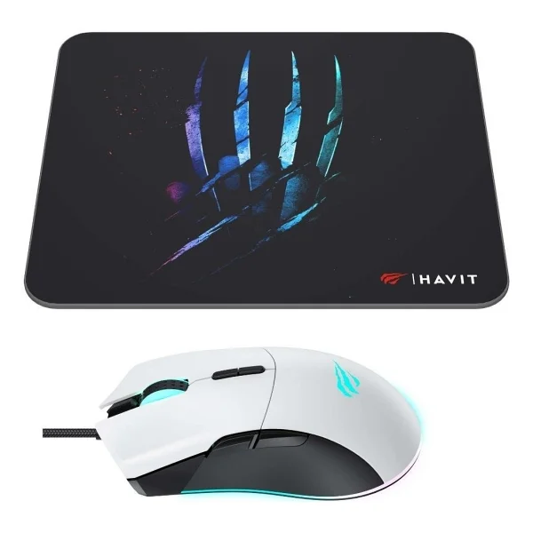 Havit Gamenote MS1037CM Beyaz RGB Optik Kablolu Oyuncu Mouse + Mouse Pad - Görsel 2
