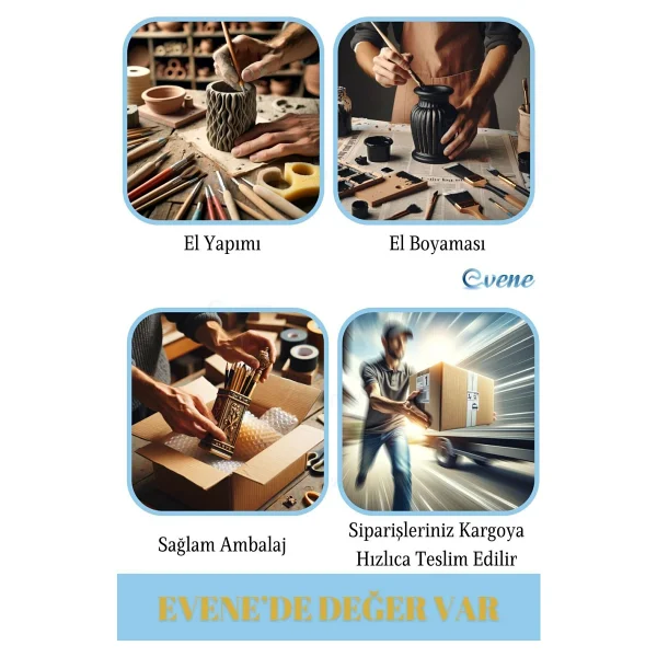Evene Kalemlik Masa Kalemliği Organizer Kalemlik Gümüş Eskitme Renk Model 21 - Görsel 7