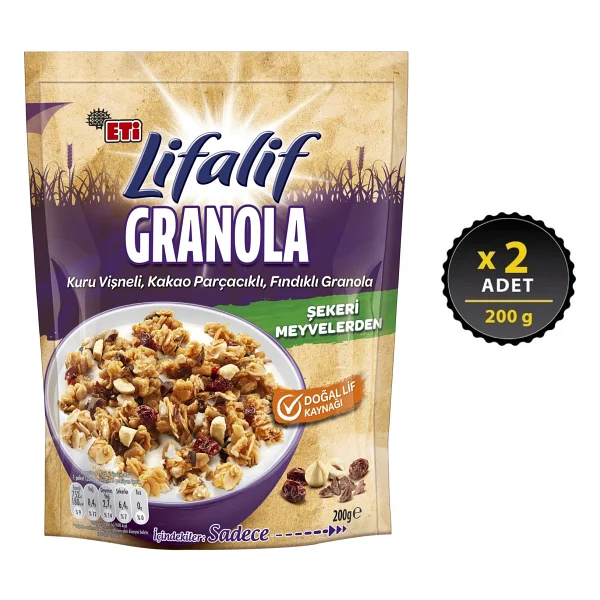 Eti Lifalif 200 gr 2'li Paket Vişneli Çıtır Yulaf - Görsel 5