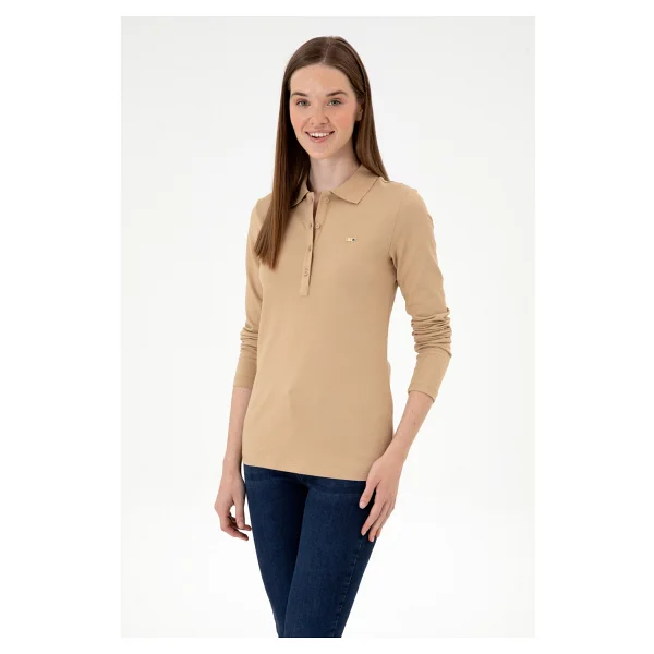 U.S. Polo Assn 50313593 Uzun Kollu Polo Yaka Kadın Tişört - Görsel 7