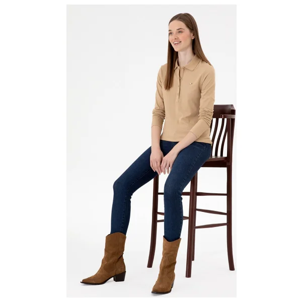 U.S. Polo Assn 50313593 Uzun Kollu Polo Yaka Kadın Tişört - Görsel 10