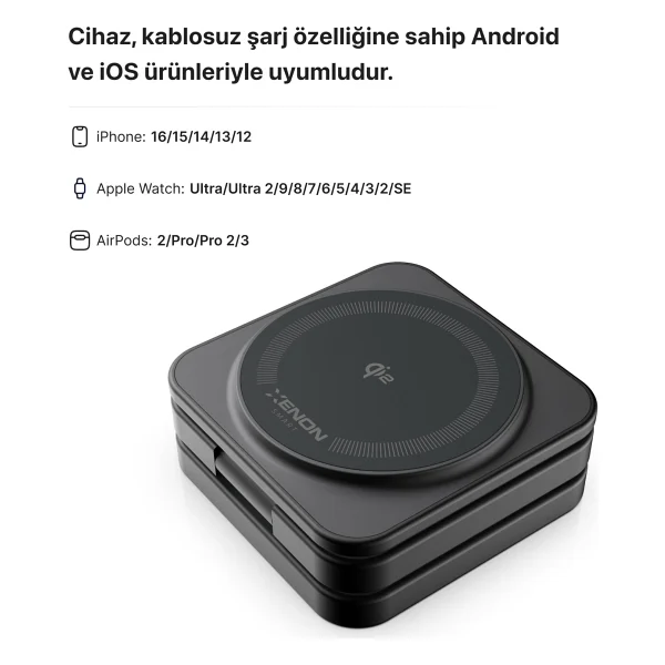 Xenon Smart X6402 3in1 MagSafe Kablosuz Hızlı Şarj Aleti - Görsel 8