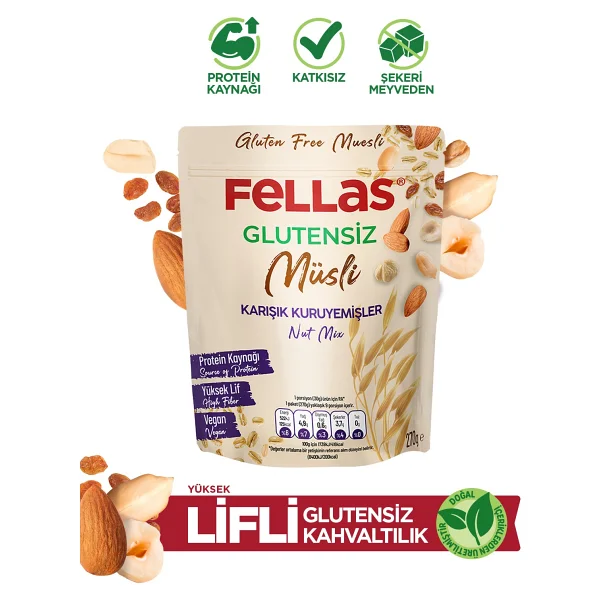 Fellas Karışık Kuruyemişli Glutensiz Müsli 270 gr - Görsel 3
