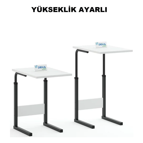 Yükseklik Ayarlı Hasta Yemek Masası Laptop Yatak Sehpası Koltuk Masası - Siyah - Beyaz - 1 - Görsel 6