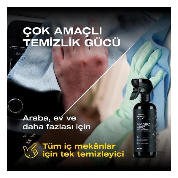 Nasiol Magic Apc Araç içi Çok Amaçlı Sprey Temizleyici-500ml-Koltuk,Döşeme,Plastik Kolay Temizleyici - Görsel 6