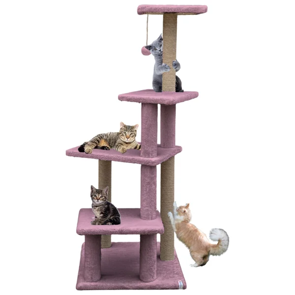 Katlı Büyük Boy Kedi Tırmalama Tahtası Jüt Ipli Welsoft Kumaşlı Oyun Alanı - Pembe - Görsel 7