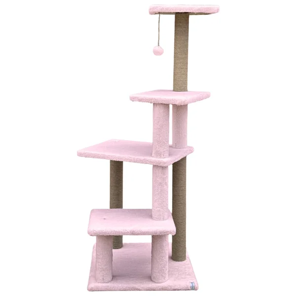 Katlı Büyük Boy Kedi Tırmalama Tahtası Jüt Ipli Welsoft Kumaşlı Oyun Alanı - Pembe - Görsel 2