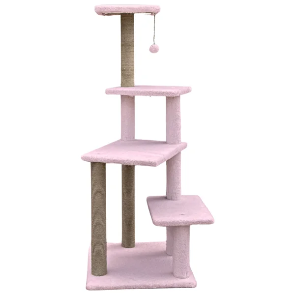 Katlı Büyük Boy Kedi Tırmalama Tahtası Jüt Ipli Welsoft Kumaşlı Oyun Alanı - Pembe - Görsel 3
