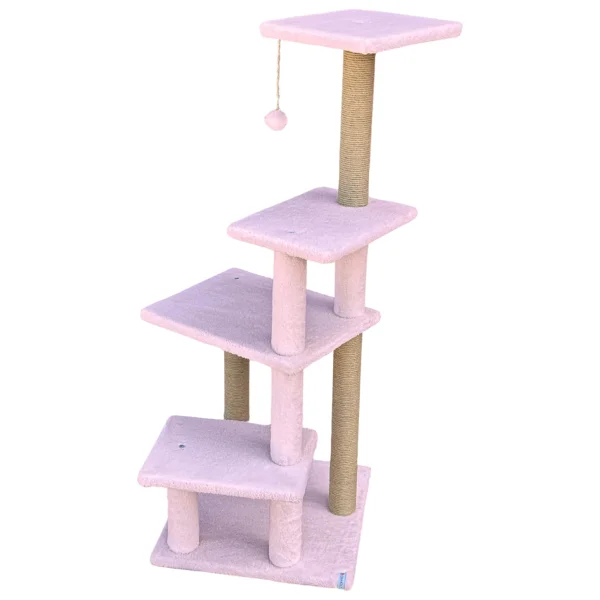 Katlı Büyük Boy Kedi Tırmalama Tahtası Jüt Ipli Welsoft Kumaşlı Oyun Alanı - Pembe - Görsel 4