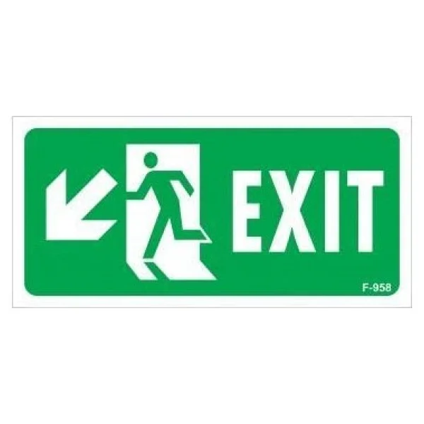 Exit Sol Aşağı Uyarı Levhası 17,5x25 KOD:958 - Görsel 2