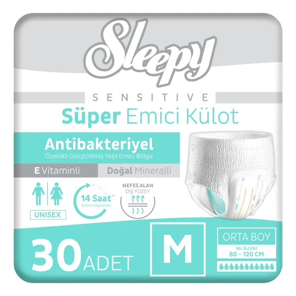 Sleepy Sensitive Süper Emici Külot Orta Boy M 30'lu Hasta Bezi - Görsel 9