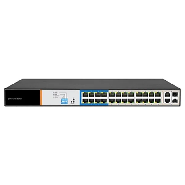 TIANDY PS-1024E-2G2SFP 24 Port Yönetilmeyen AI PoE Switch ( 24E +2G Uplink + 2G SFP ) - Görsel 2