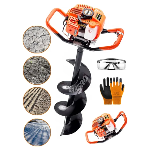 Dragro H1721 15 cm 9.9 Hp Benzinli Toprak Burgu Makinesi - Görsel 3