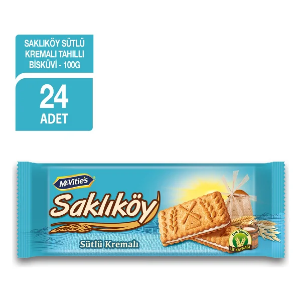 Ülker Saklıköy Sütlü Kremalı Bisküvi 100 gr 24'lü - Görsel 6