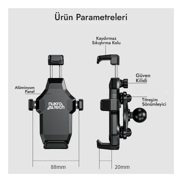 Nukrotech M25 Motosiklet Telefon Tutucu - Görsel 3