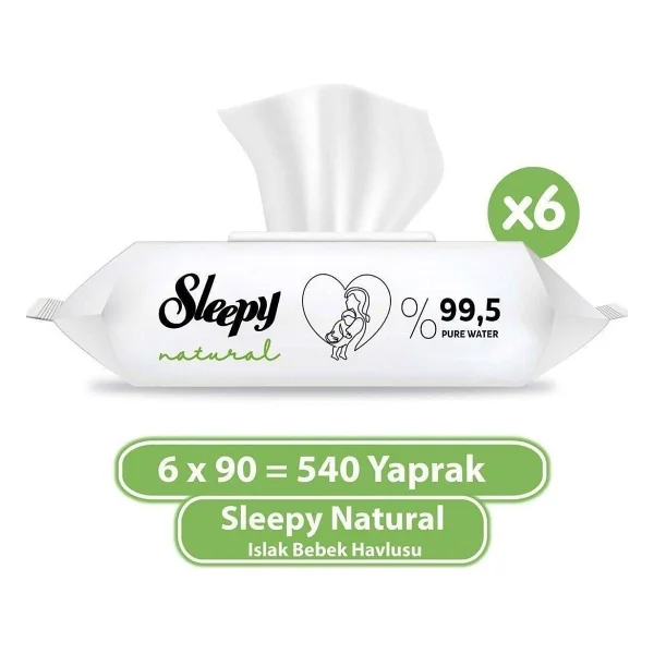 Sleepy Natural Yenidoğan 90 Yaprak 6'lı Paket Islak Mendil - Görsel 6