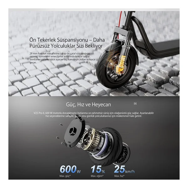 Navee V25i Pro 2 600 W Elektrikli Scooter - Görsel 8