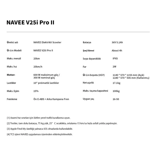 Navee V25i Pro 2 600 W Elektrikli Scooter - Görsel 10