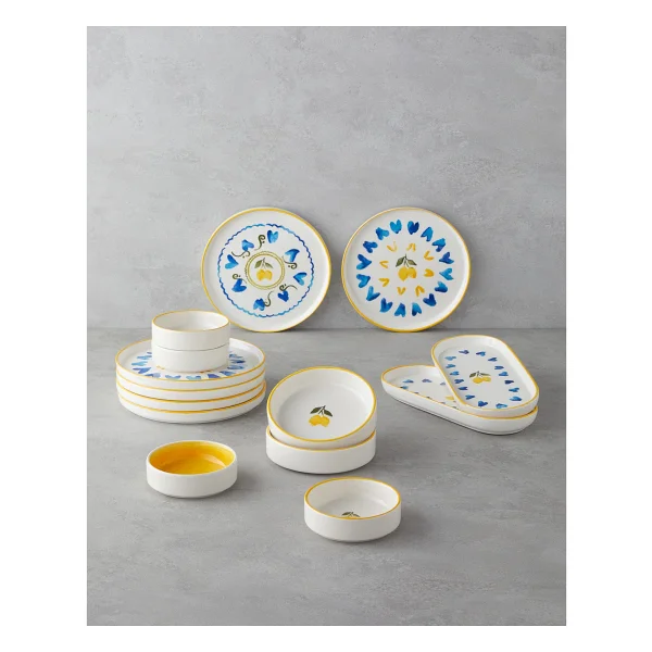 English Home Limonchello Seramik Kahvaltı Takımı 14 Parça 6 Kişilik Desenli Sarı - Mavi Renkli Set - Görsel 2
