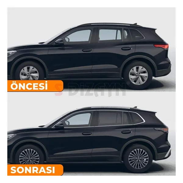 S-Dizayn VW Tiguan 3 Krom Cam Çerçeve Seti 10 Prç. 2024 Üzeri A+ Kalite - Görsel 6