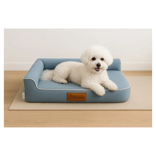 Bolster-L Üst Kalite Köpek Yatağı Süngerli Sıvı Geçirmez Alezli. %100 Elyaflı. 2 Fermuarlı - 69 x 92 cm - Krem - Görsel 7