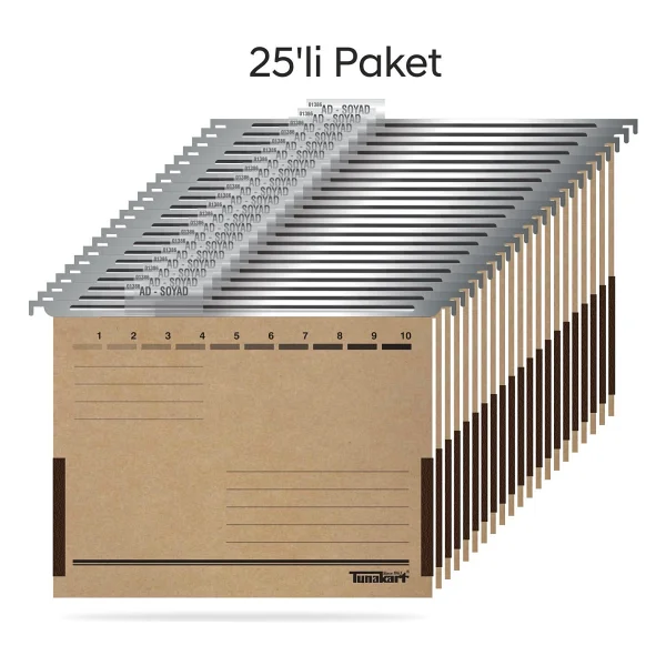 Tunakart Asd2005 Metal Askılı Yan Bezli Körüklü Dosya 25 Li Paket - Görsel 5