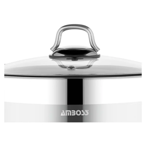Amboss Saphire Cam Kapaklı 30 cm Derin Çelik Tencere - Görsel 5