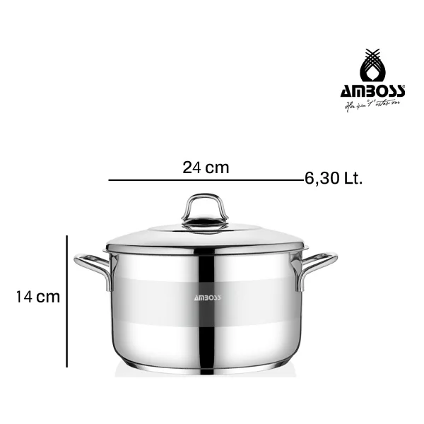 Amboss Saphire 24 cm Derin Çelik Tencere - Görsel 6