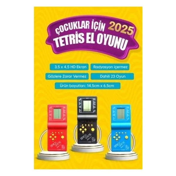 Bircan Nostaljik Tek Kollu El Atarisi KY.TETRIS - Sarı Renk Tetris Oyunu (4K Destek Yok, Geniş Depolama Yok) - Görsel 4