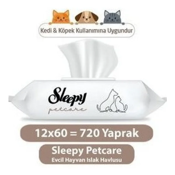 Sleepy Petcare Evcil Hayvanlar için 720 Yapraklı Kokulu Islak Havlu - Alkol İçermez, Doğal Özlü - Görsel 6