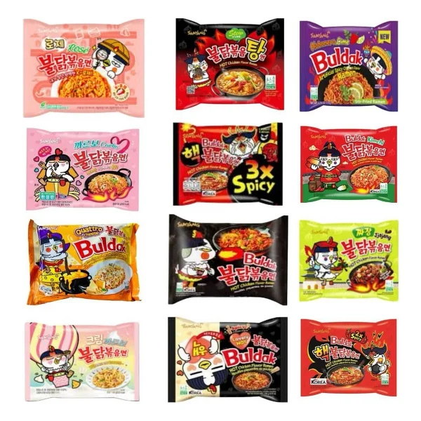 SAMYANG Buldak Ramen 12 Flavor Combo /ramen/hot/hazir Noodle Kore Orijinal Helal 12adet/ 5 Çift Desen Hediye - Görsel 6