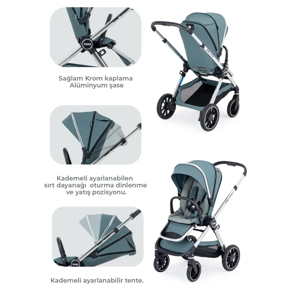 Kanz Explorer Autofold Hunter Green Travel Sistem Bebek Arabası - Görsel 3