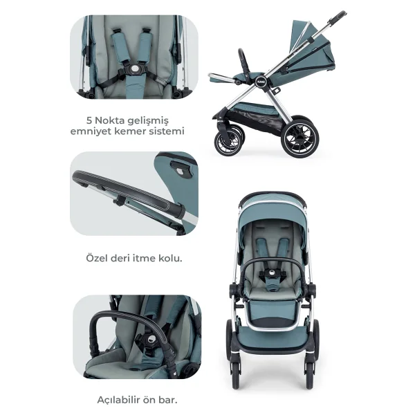 Kanz Explorer Autofold Hunter Green Travel Sistem Bebek Arabası - Görsel 4
