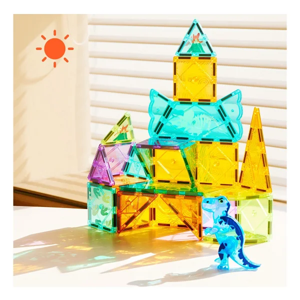 Mideer Magnetic Tiles Jurassic Macerası MD1499 48 Parça Blok Oyuncak - Görsel 4
