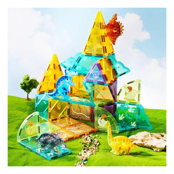 Mideer Magnetic Tiles Jurassic Macerası MD1499 48 Parça Blok Oyuncak - Görsel 7
